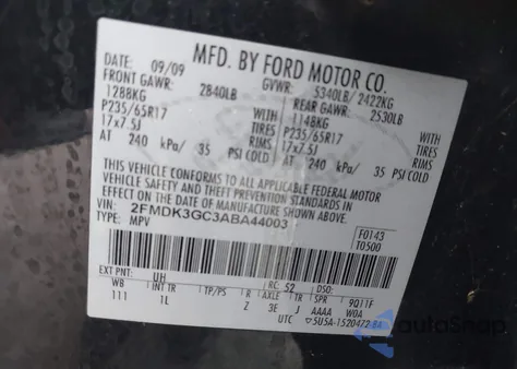 2010 Ford Edge Se из США, поврежденный, VIN 2FMDK3GC3ABA44003